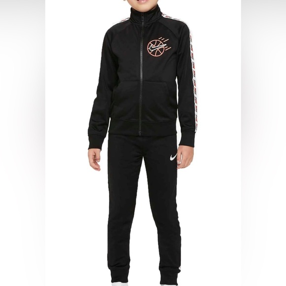 Nike Jogger Sweat Suit Pc Outfit 3T Black Orange Accent